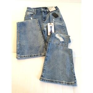 New BCBG Generation High Rise Flare Jeans 1/25 Regular Distressed Details Boho